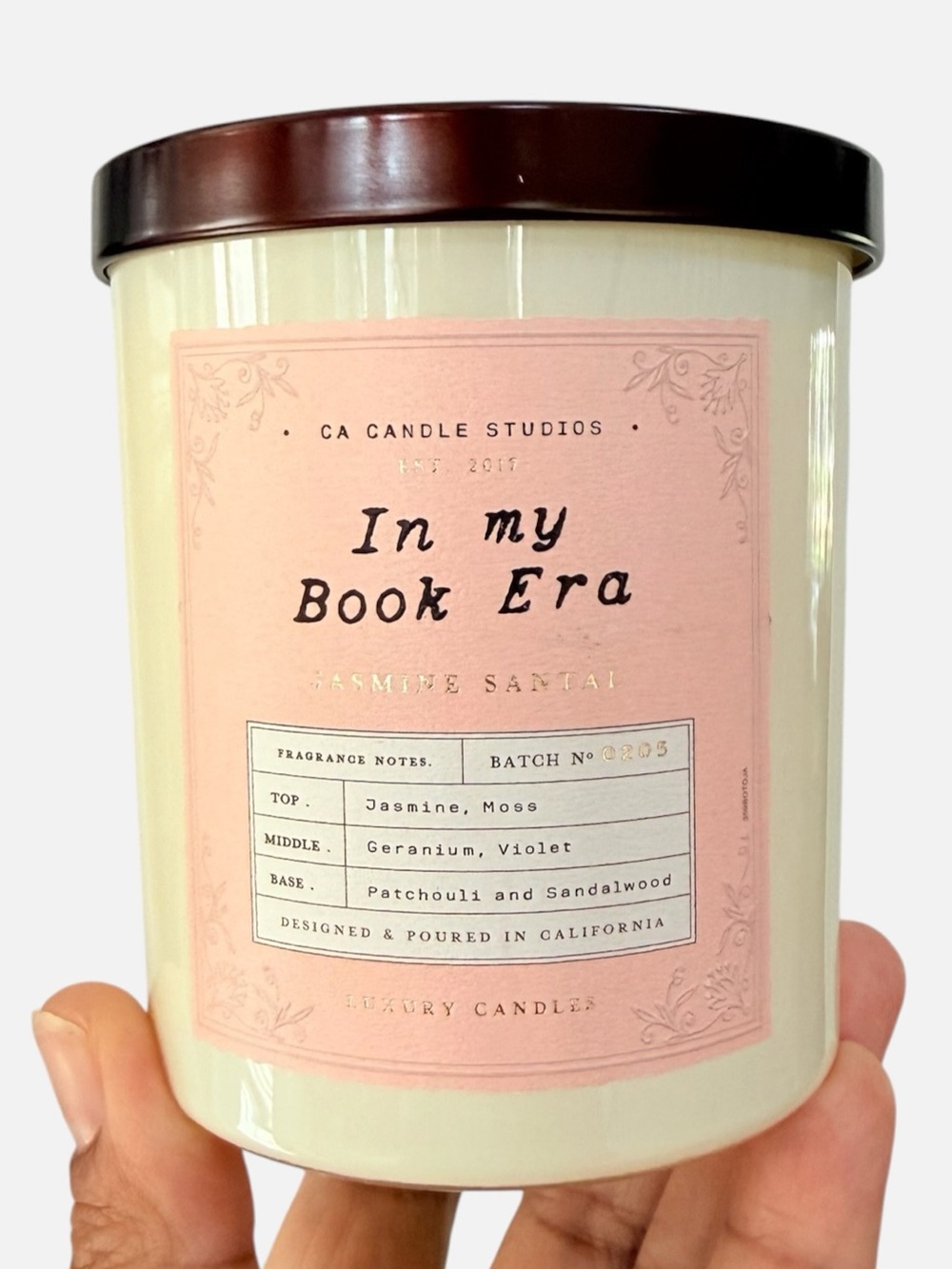 Leoben Company "In My Book Era" Jasmine Santal Luxury Scented Candle - Pink